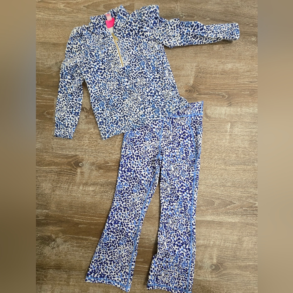Blue Leopard Print Kids Lily Matching Set